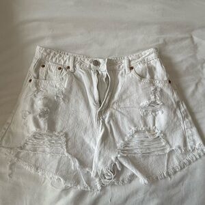 Signature8 White Frayed Jean Shorts
